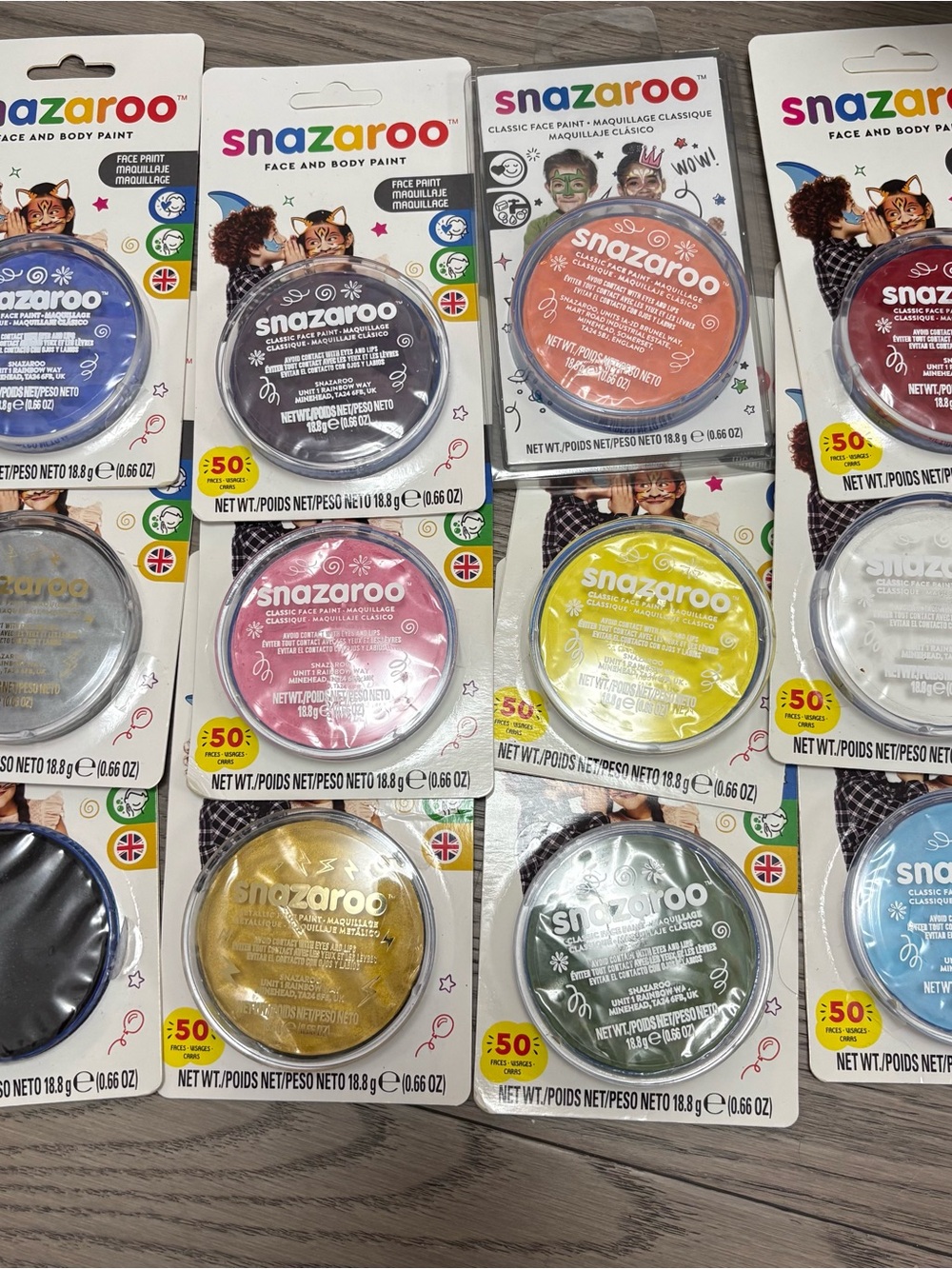 12PC Snazaroo Face & Body Paint - Classic Paint
